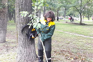 Отряд «Зеленый Феникс» провел экологическую акцию по улице Юрина в Барнауле